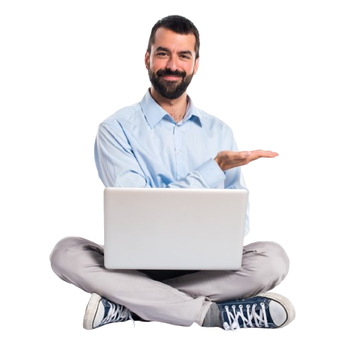 Happy learner with laptop